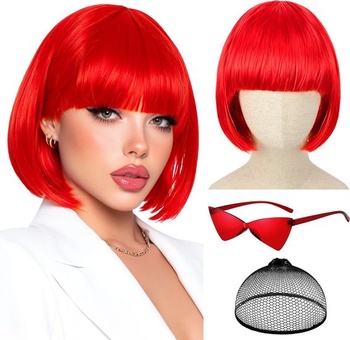 Parochňa Sofiyan Bob so slnečnými okuliarmi, parochňa pre cosplay párty s ofinou