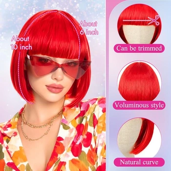 Paruka Sofiyan Bob se slunečními brýlemi, paruka pro cosplay párty s ofinou