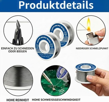 Pájka impregnovaná tavidlem, 2 kusy pájecího drátu 1 mm, 100g bezolovnatá pájka s jádrem z