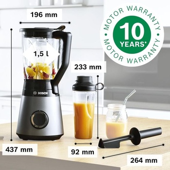 Stolní mixér Bosch, výrobník smoothie, 30 000 ot./min, 1200 W, vylepšená verze, nerezové nože,