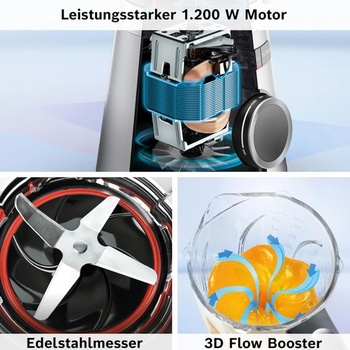 Stolní mixér Bosch, výrobník smoothie, 30 000 ot./min, 1200 W, vylepšená verze, nerezové nože,