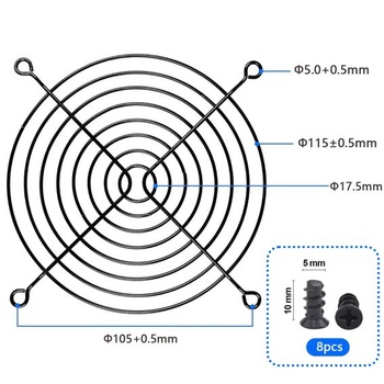 2 mřížky ventilátorů pro 120mm ventilátory, černý kov se šrouby, 2 kusy – 120 mm černé