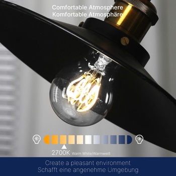 FLSNT Stmievateľná E27 LED teplá biela, A60 LED špirálová žiarovka Edison Vintage, 4W (nahrádza 25W),