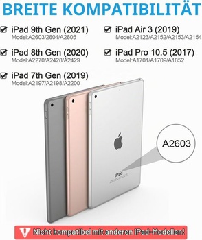 Puzdro s klávesnicou APHBZGE pre iPad 9/8/7. generácia 10,2 palca, odnímateľné puzdro s Bluetooth