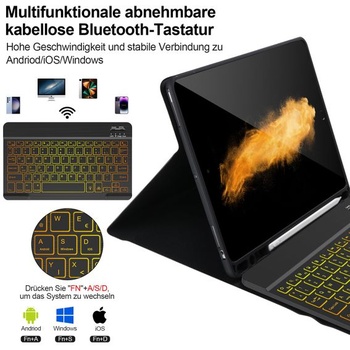 Puzdro s klávesnicou APHBZGE pre iPad 9/8/7. generácia 10,2 palca, odnímateľné puzdro s Bluetooth