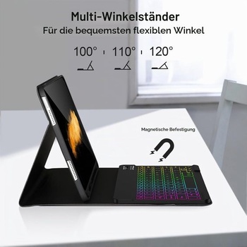Puzdro s klávesnicou APHBZGE pre iPad 9/8/7. generácia 10,2 palca, odnímateľné puzdro s Bluetooth