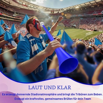 60cm vuvuzela trubička: Skladacia trojdielna vuvuzela trubička, hlasné futbalové fanfáry, štadiónové