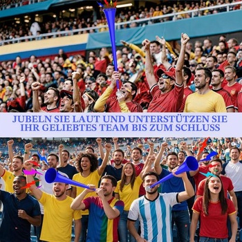 60cm vuvuzela trubička: Skladacia trojdielna vuvuzela trubička, hlasné futbalové fanfáry, štadiónové