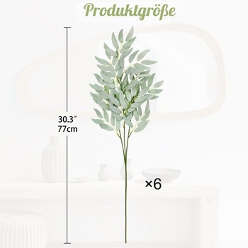 6 ks plastových rastlín umelé vetvy eukalyptu, 77 cm dlhá stonka, umelé vetvy, aranžmány z umelej