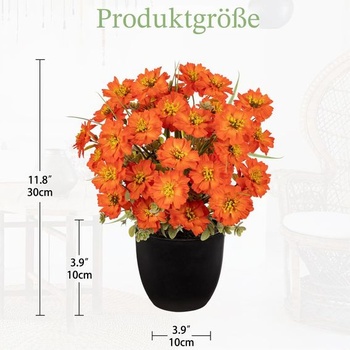 Hollyone Umelé oranžové maky, malé umelé kvety v kvetináči, 30cm dekoratívny mak, hodvábne