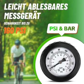 Pumpa na bicykel, vzduchová pumpa pre všetky ventily - 11 bar / 160 psi podlahová pumpa s manometrom