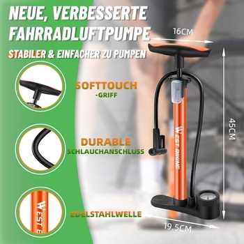 Pumpa na bicykel, vzduchová pumpa pre všetky ventily - 11 bar / 160 psi podlahová pumpa s manometrom