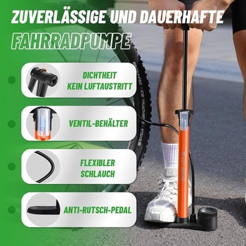 Pumpa na bicykel, vzduchová pumpa pre všetky ventily - 11 bar / 160 psi podlahová pumpa s manometrom