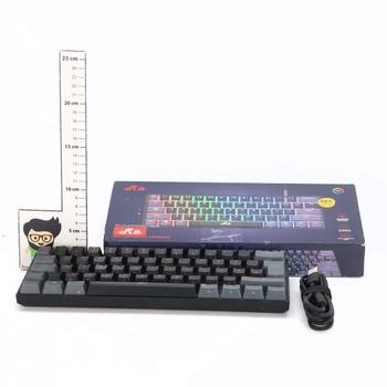 Herná mechanická klávesnica Rii, 60% bezdrôtové RGB podsvietenie s červenými spínačmi a funkciou N-Key