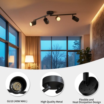 Stropní svítidlo LVWIT černé LED 4 žárovky