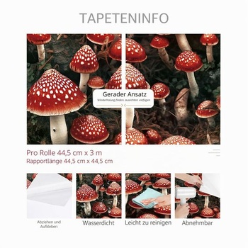 ReWallpaper tapeta s hubami, červená, vzorovaná, samolepiaca fólia s motívom nábytku, detská