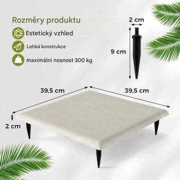 Dekoratívna záhradná dlažba s kolíkmi do zeme NP12494WH, sada 8 kusov, 39,5 x 39,5 cm, biele - N