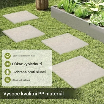 Dekoratívna záhradná dlažba s kolíkmi do zeme NP12494WH, sada 8 kusov, 39,5 x 39,5 cm, biele - N