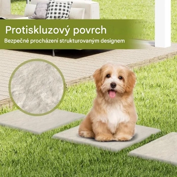 Dekoratívna záhradná dlažba s kolíkmi do zeme NP12494WH, sada 8 kusov, 39,5 x 39,5 cm, biele - N