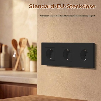 Plastová zásuvka BSEED, zapuštěná nástěnná zásuvka s PC rámečkem, 16 A, norma EU, 3cestná, 228 mm,
