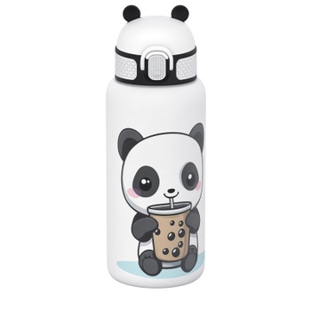 Termohrnek pro děti s brčkem, 550 ml, 22 cm, bílý - N