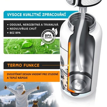Termohrnek pro děti s brčkem, 550 ml, 22 cm, bílý - N