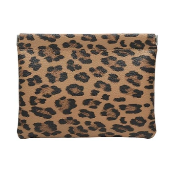 Kozmetická taštička z vintage kože s leopardím potlačou,…