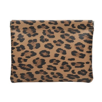 Kozmetická taštička z vintage kože s leopardím potlačou, prenosná kozmetická taštička bez zipsu,