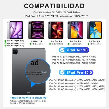Pouzdro s klávesnicí pro iPad Air 13 palců M3 2025/M2 2024, iPad Pro 12,9 palců (32,8 cm) (6. / 5.