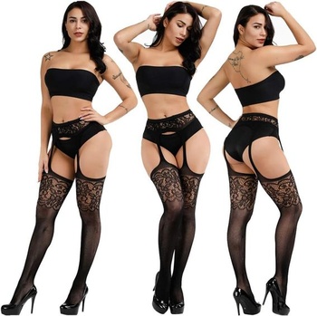 DRESSHOW 6dielne sexy elastické sieťované pančuchy s podväzkovým pásom, pančuchami a pančuchami