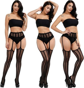 DRESSHOW 6dielne sexy elastické sieťované pančuchy s podväzkovým pásom, pančuchami a pančuchami