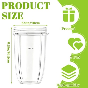 Balení 2 náhradních kelímků o objemu 24 oz pro mixéry o objemu 680 ml, náhradní díly pro kelímky