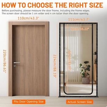 DBREAKS Síťka pro kočky s mřížkou na balkonové dveře na zip 111 cm x 224 cm černá Vhodná velikost