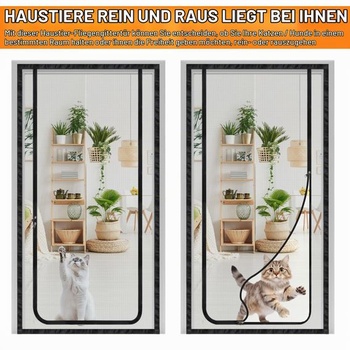 DBREAKS Sieťka pre mačky s mriežkou na balkónové dvere na zips 111 cm x 224 cm čierna Vhodná veľkosť