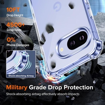 Průhledné pouzdro ivoler nežloutne pro Google Pixel 9A s ochrannými rohy odolnými proti nárazům,
