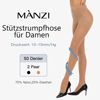 Dámske kompresné pančuchy MANZI 10-15 mm/Hg, tvarujúce pančuchy nepriehľadné veľkosť S 1 pár