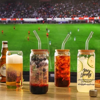 Sada 10 plechoviek na pivo LATERN, 4 poháre na ľadové pitie v tvare plechovky s objemom 600 ml so 4