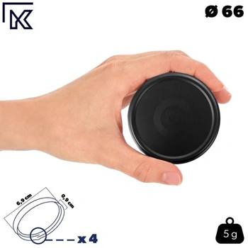 KADAX 10dielna sada skrutkovacích viečok TO66 Ø 66 mm, matná čierna - náhradné odskrutkovateľné viečka