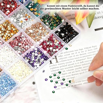 Súprava Bedazzler s lepidlom, 4000 kamienkových nechtov, 24 farieb, 3–4 mm