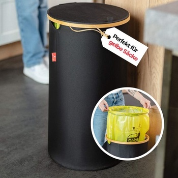 Stojan na žlté tašky Levio® s vekom – Držiak a stojan na odpadkové vrecia [80 l s filtrom zápachu] –
