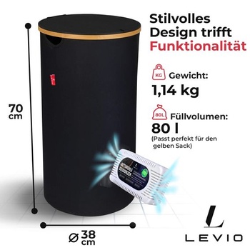 Stojan na žlté tašky Levio® s vekom – Držiak a stojan na odpadkové vrecia [80 l s filtrom zápachu] –