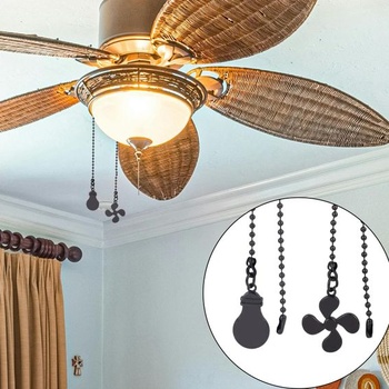 Sada 2 retiazok na stropný ventilátor lasuroa, 35,5 cm čierne predĺženie retiazky s príveskami na