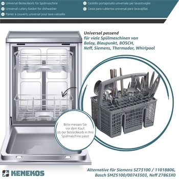 Myčka nádobí s košem na příbory Kenekos kompatibilní s Bosch Siemens Neff