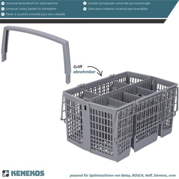 Myčka nádobí s košem na příbory Kenekos kompatibilní s Bosch Siemens Neff