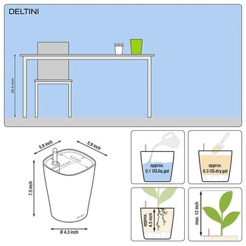 Lechuza 14919 DELTINI stolný kvetináč, Vysoko kvalitný plast, Vyberateľná vložka do kvetináča,