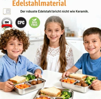 Sada 3 nerezových krabičiek na desiatu, objem 600 ml, nepriepustné obedové krabičky pre deti i