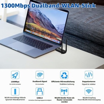 USB WLAN adaptér pre PC - internetový adaptér 1300 Mbps USB 3.0 dvojpásmový