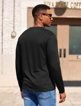 Pánske tričko s dlhým rukávom COOFANDY Henley Shirt Basic, veľkosť L, čierne