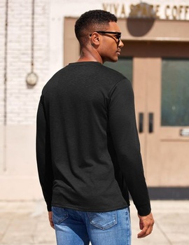 Pánské tričko s dlouhým rukávem COOFANDY Henley Shirt Basic, velikost L, černé