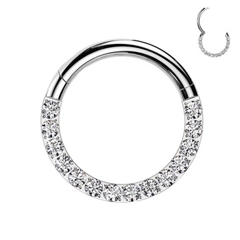 Piercing AWAKEN Titanový klikrový krúžok s kryštálmi Helix klikrový krúžok do nosa, tragus,